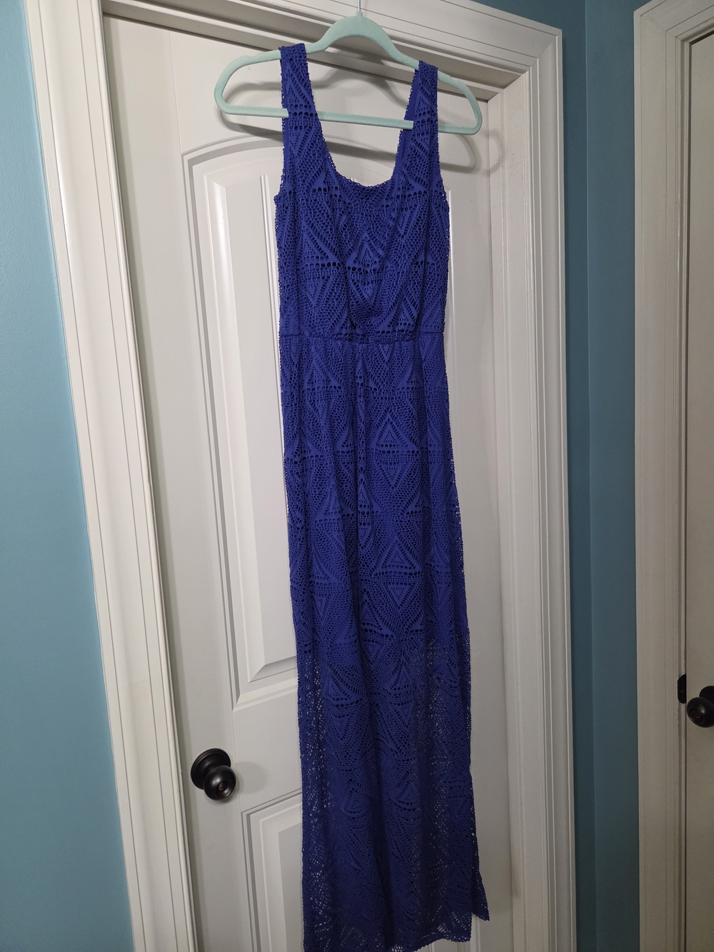 Blue Crochet Maxi Dress - Sleeveless Summer Dress